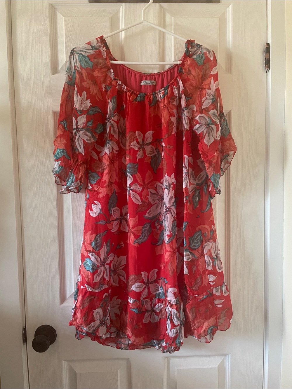 Small repair needed- Elena Baldi Italy 🇮🇹 silk blend floral ruffle dress
